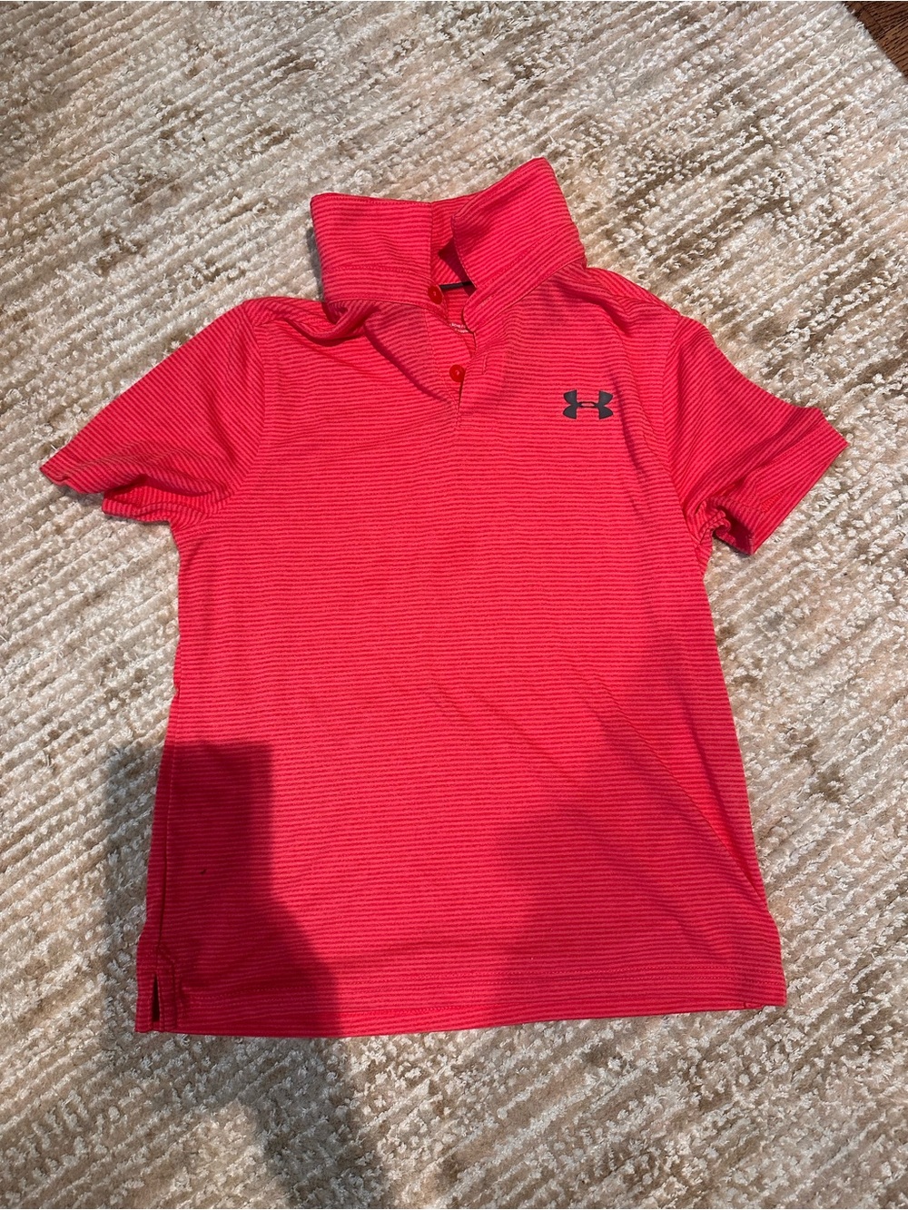 Under Armour Boys Pink / Red Short Sleeve Polo